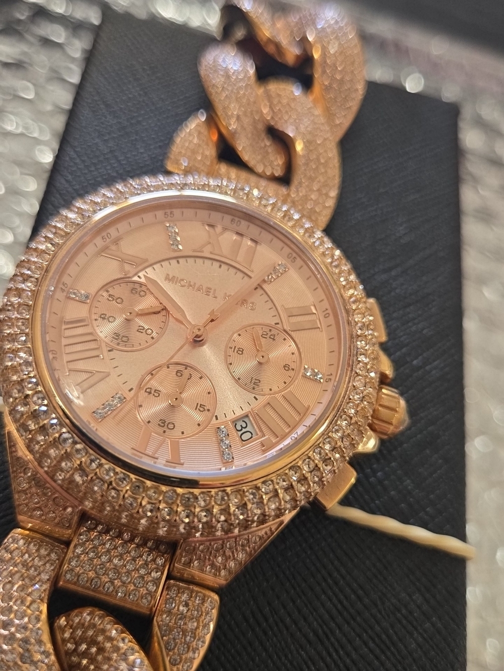 Michael Kors Rose Gold Pavé Link Chronograph Watch - Picture 4 of 5